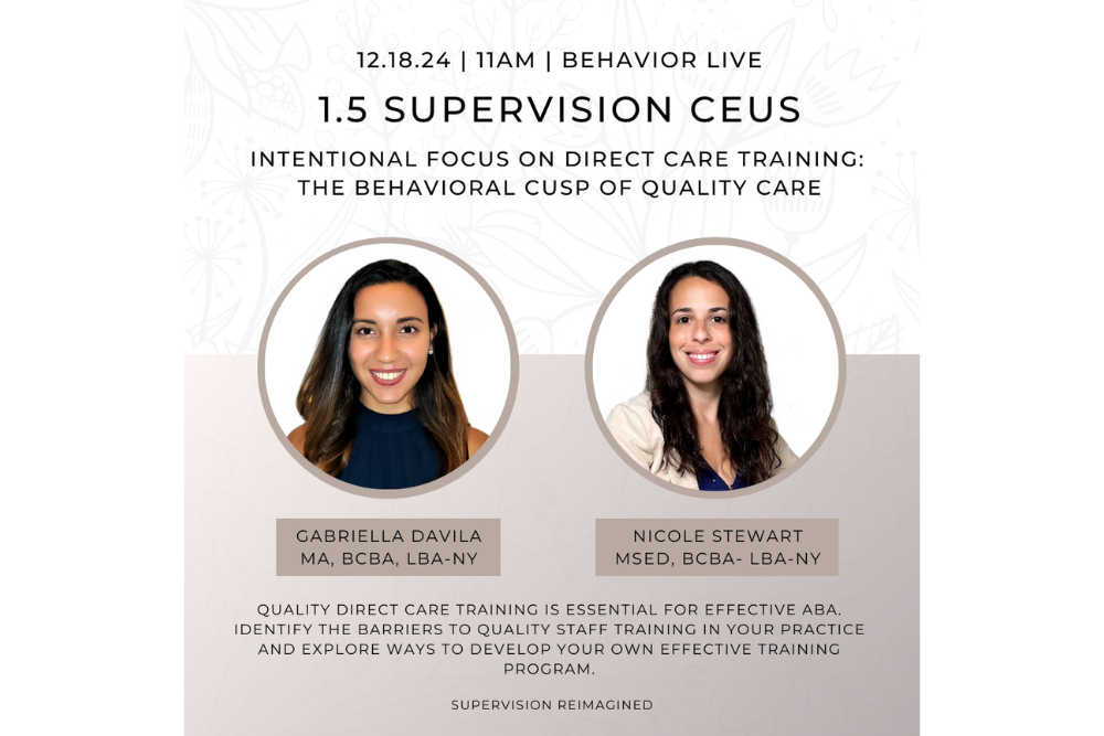 Intentional Focus on Direct Care Training: The Behavioral Cusp of ...